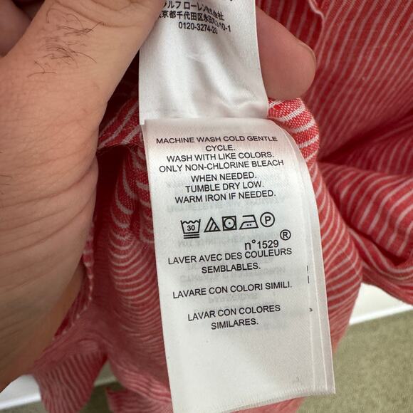 Lauren Ralph Lauren Tie Front Linen Button Up Shirt US Women's 1X Plus - Picture 6 of 7